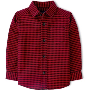 The Children’s Place Baby Boys’ Long Sleeve Oxford Button Down Shirt(Red Ochre)