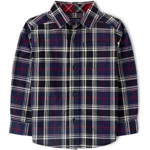 The Children’s Place,Baby Boys,and Toddler Poplin Long Sleeve Button Down Shirt,Tidal Plaid,18 Months,24 Months