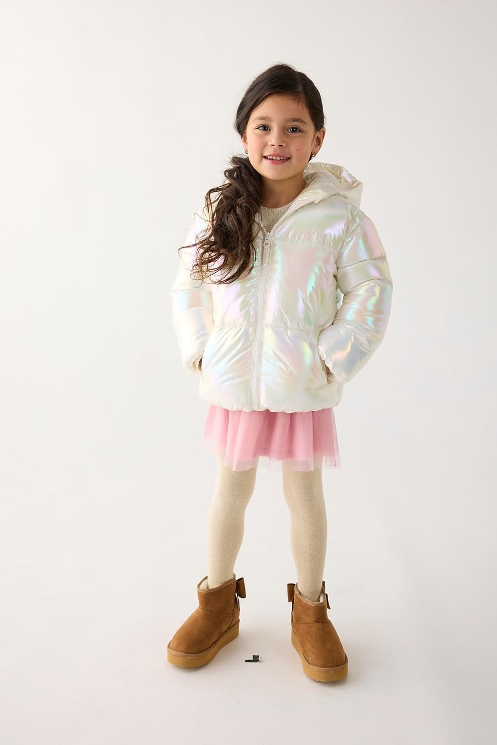 image:imageThe Childrens Place Baby Girls and Toddler Girls Medium Weight WindResistant WaterResistant Puffer JacketIridescent