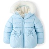 The Children’s Place Baby Girls’ and Toddler Girls’ Medium Weight Wind-Resistant, Water-Resistant Puffer Jacket(Blue Bubble)