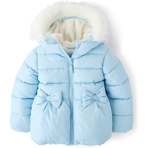 The Children’s Place Baby Girls’ and Toddler Girls’ Medium Weight Wind-Resistant, Water-Resistant Puffer Jacket(Blue Bubble)