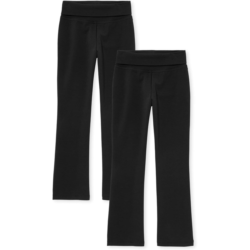 image:imageThe Childrens Place Girls Active Foldover Waist PantsBlack 2pack